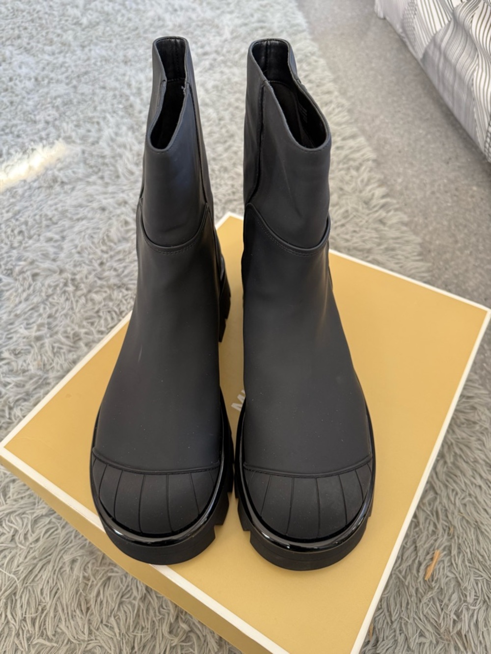 Michael Kors Black Chunky Lug Mid-Calf Rain Boots - Picture 2 of 6